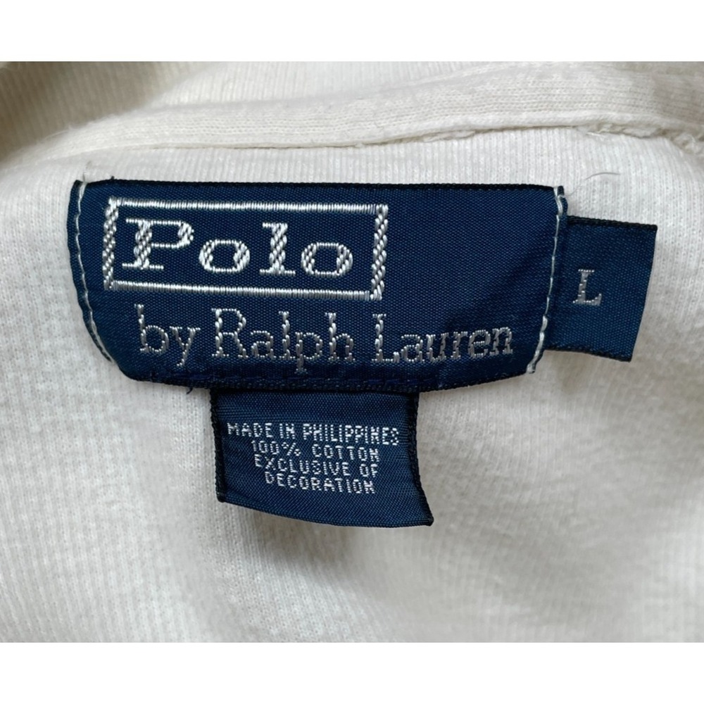 Polo Ralph Lauren Track Jacket Sweatshirt Ivory Black Large Striped Read - Picture 8 of 16